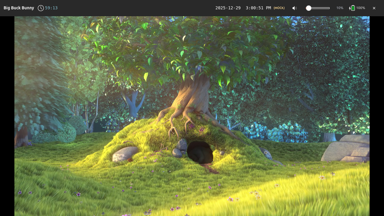 "Big Buck Bunny" hosted within shepherd-launcher UI